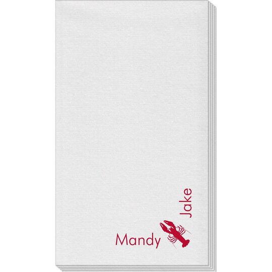 Corner Text with Maine Lobster Design Linen Like Guest Towels